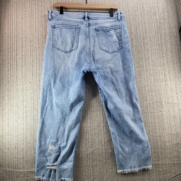 Soho Jeans Pants Womens 10 Light Wash High Waist Cropped Distressed Frayed Hem - Picture 5 of 6